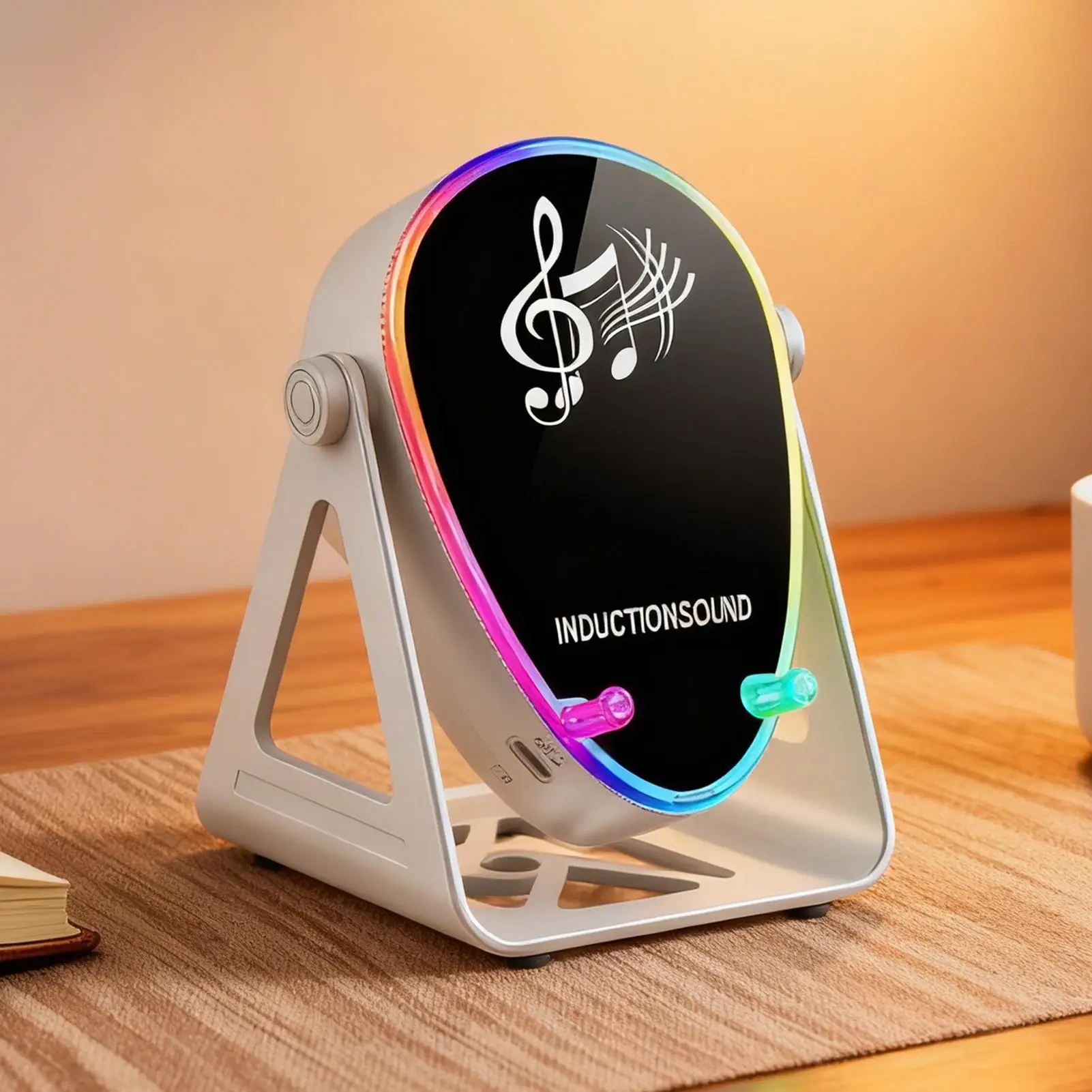 

Индукционный динамик с подсветкой, усилитель с поворотом на 180 градусов, подставка для мобильного телефона с зарядным устройством для динамика, чулки на Рождество, день рождения