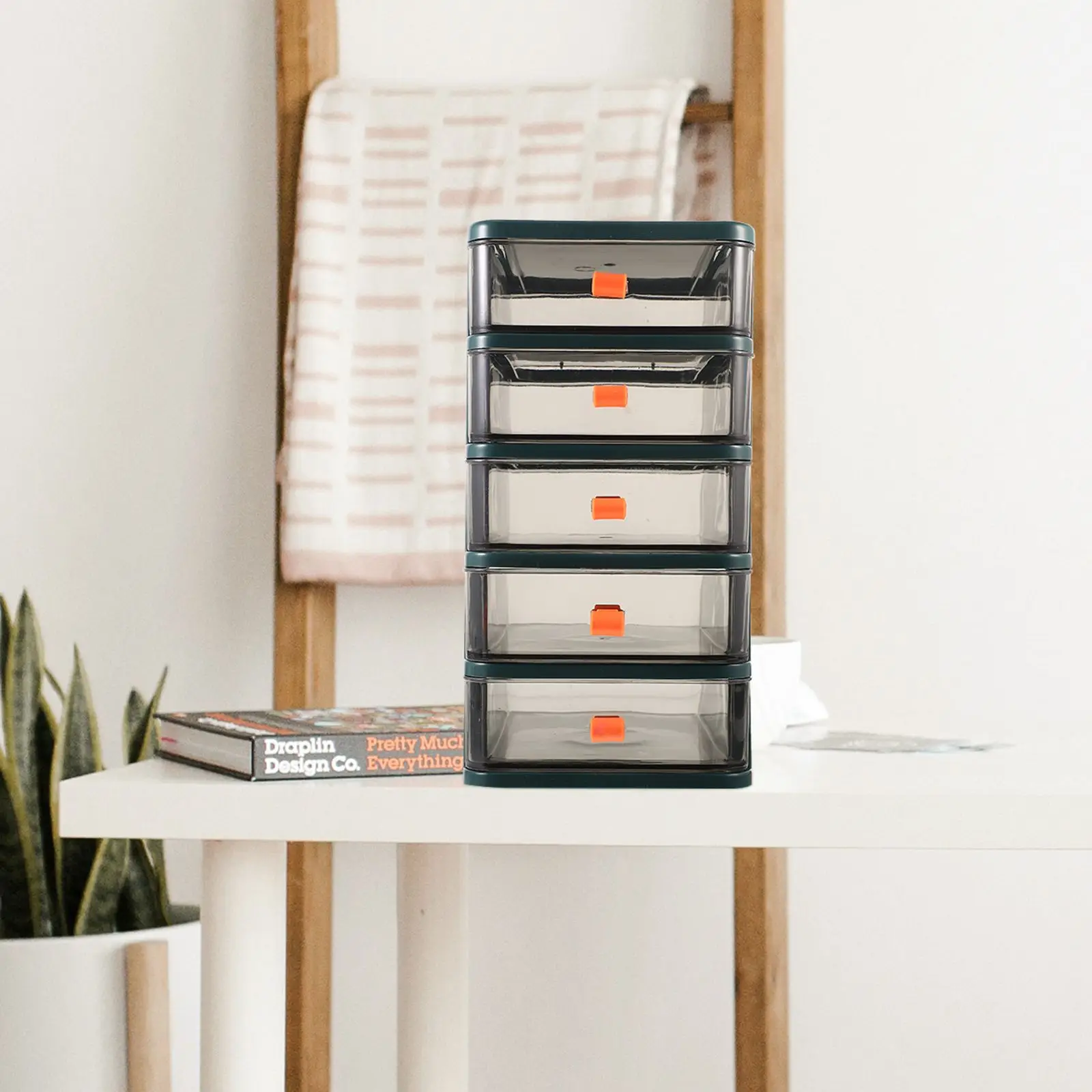 Five Layer Green Desk ganizer Plastic Storage Box Drawers for Stationery Makeup Shelving Unit Table Storage Case