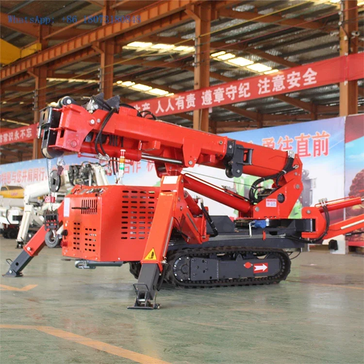 Mini spider crane electric fly jib 1 ton 1.2 5 8 10 ton 3t 5t 20m CE construction farm crawler spider crane with man basket