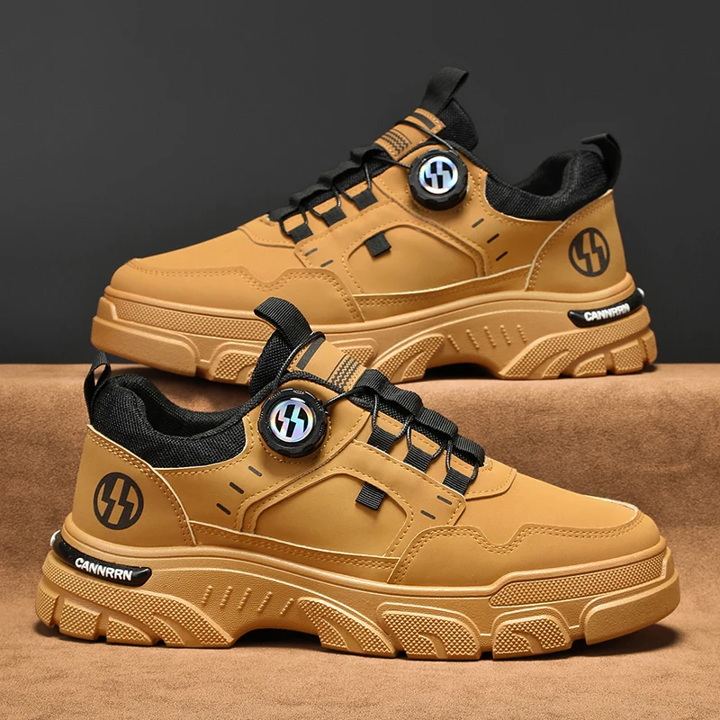 

Men's boots autumn and winter new rotating shoelaces fashion casual boots youth outdoor boots anti slip soft sole workwear boots