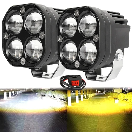Focos LED superbrillantes de doble Color de 3 pulgadas, faro antiniebla de 500W, accesorio para motocicleta, camión, coche, SUV, ATV, 50000LM, 24V, 12V