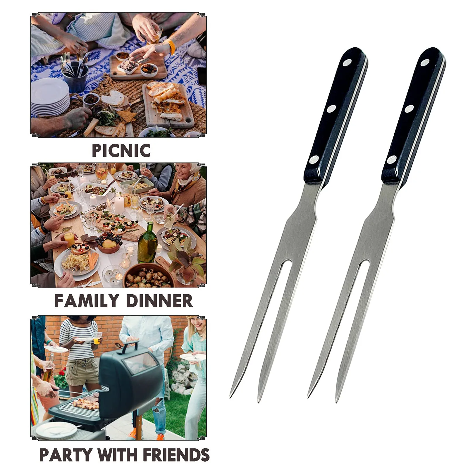 2pcs Carving Fork, Meat Forks, 10 Inch Long Stainless Steel Forks For BBQ, Barbecue, Serving, Cooking, Grilling, Roasting