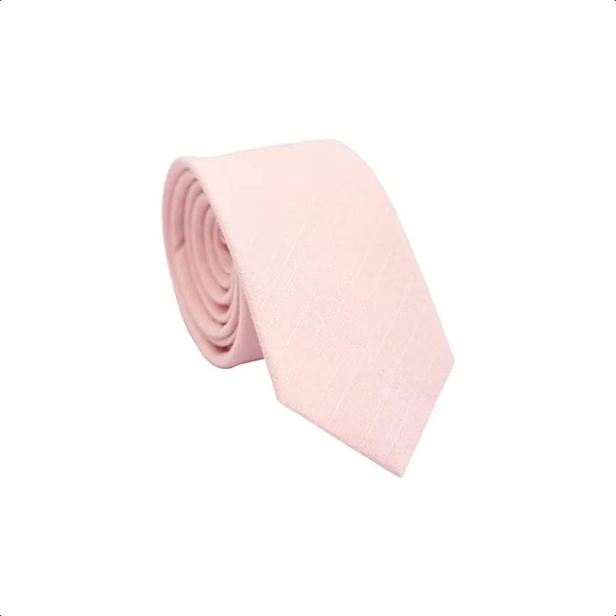

Men's Skinny Ties Cotton Linen Blend 2.5 inch Solid Neckties
