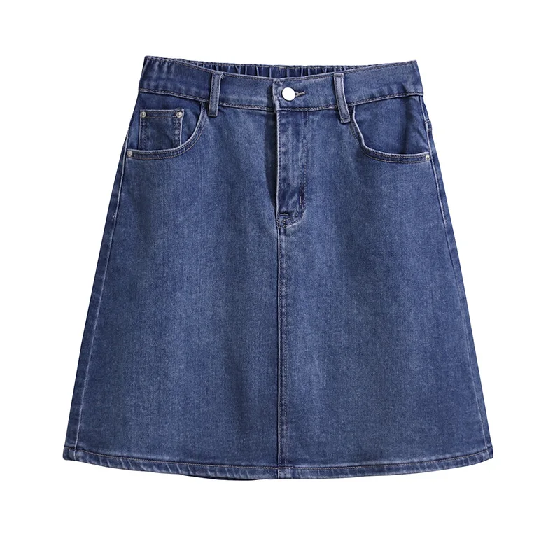 Large Size Women's Autumn Loose A-line Denim Skirt 6XL 7XL 8XL 10XL Solid Elastic Waist Slim Casual Female Skirt 155KG