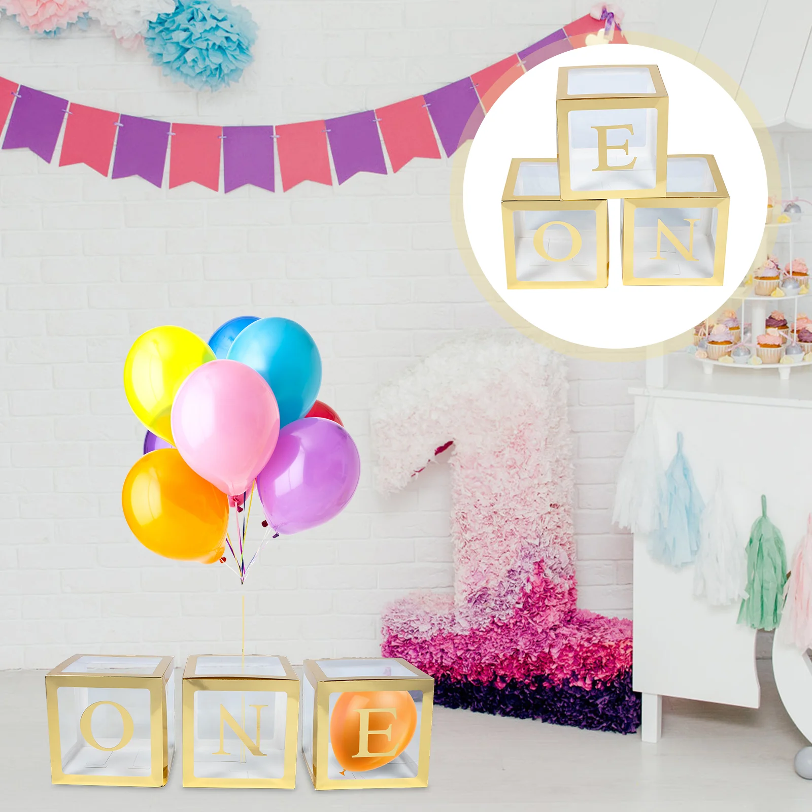 

Garland Birthday Balloon Box Decorations Balloons Boxes for Party Letters Paper Decorative Baby Ornament