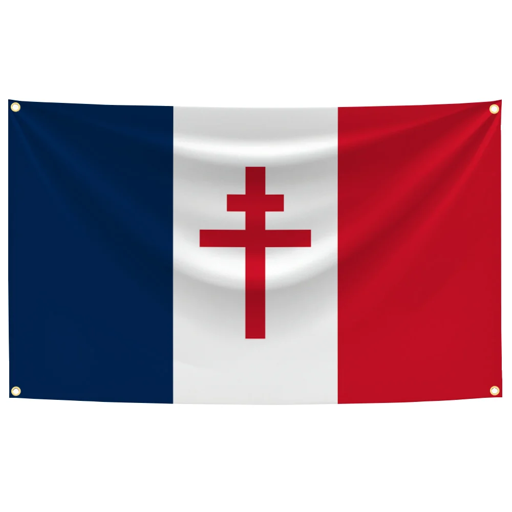 3x5 Ft Free France 1940-1944 Flag Polyester Digital Printing Banner Wall Art Home Outdoor Decoration Tapestry