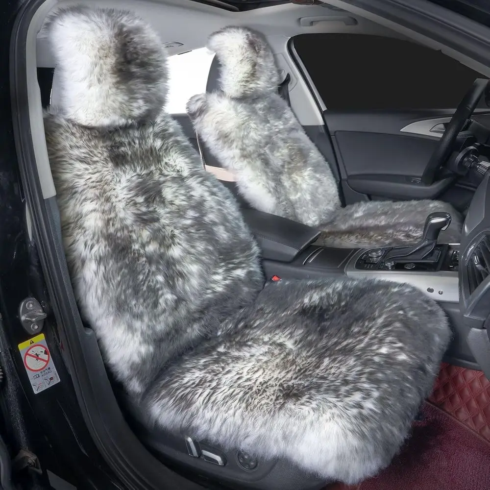 

Sheepskin Car Seat Covers - Plush Auto Cushions, Universal Fit for Front Seats (2 Pack)
