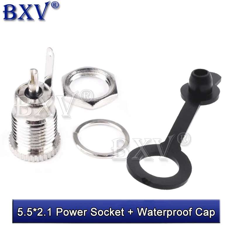 10PCS Waterproof Cap DC099 5.5 mm X 2.1mm DC Power Jack Socket Female 11mm 5Sets (5.5*2.1 Power Socket + 5.5*2.1 Waterproof Cap)