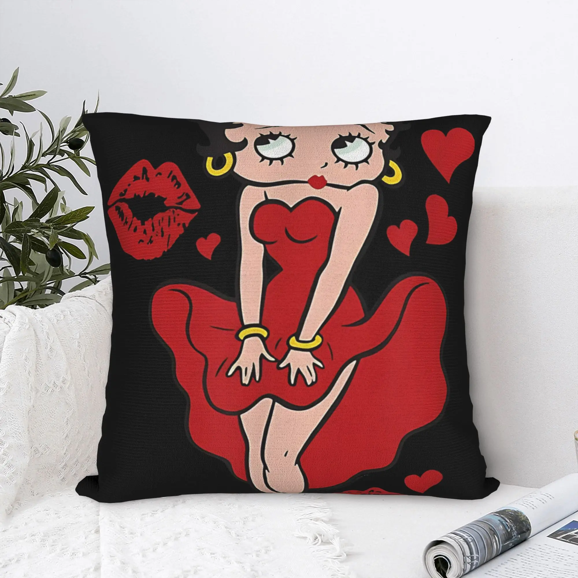 Pillow Case B-Bettys Boops Square Pillow Cover  Fashion Cushion Cover Graphic Pillowcases For Chair Sofa Home Decoration