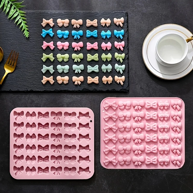 1 Cute Silicone Candy Mold with Different Bow Shapes, Chocolate Mold, Jelly Pudding Ice Cube Mold, Baking Gadgets, Cake Decorating Tools - view 4