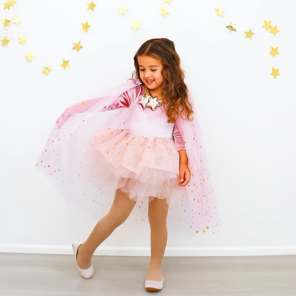 ตัวช่วยสร้างเด็กฮาโลวีนเครื่องแต่งกายเจ้าหญิงตาข่ายสาวแม่มดเสื้อคลุมสีสดใสฮาโลวีนคอสเพลย์เคปคอสเพลย์ชุด