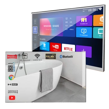 Souria 22 inch Smart Mirror LED Bathroom TV IP66 Waterproof Shower Integrated WiFi DVB ATSC Tuner Television Android WiFi