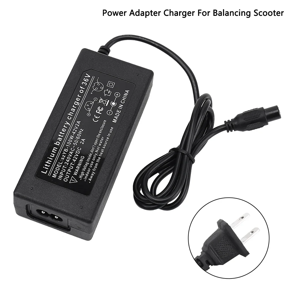 Scooter Adapter 42V 2A Electric Scooter Battery Charger US Plug Battery Power Supply Adapter for Scooter Skateboard Accessories