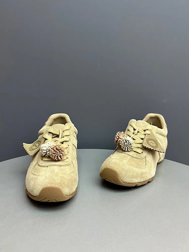 Casual Fashion Women Tassel Suede Genuine Leather Shoes Lace Up Skateboard Shoes Comfortable Lady Height Increase Sneakers Pumps