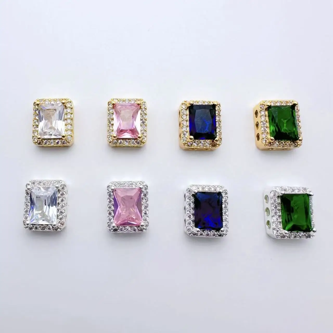 

5 шт., медные инкрустированные цирконом, квадратные бусины-разделители с несколькими отверстиями, ожерелье ручной работы, браслет, аксессуары, материалы для изготовления ювелирных изделий своими руками