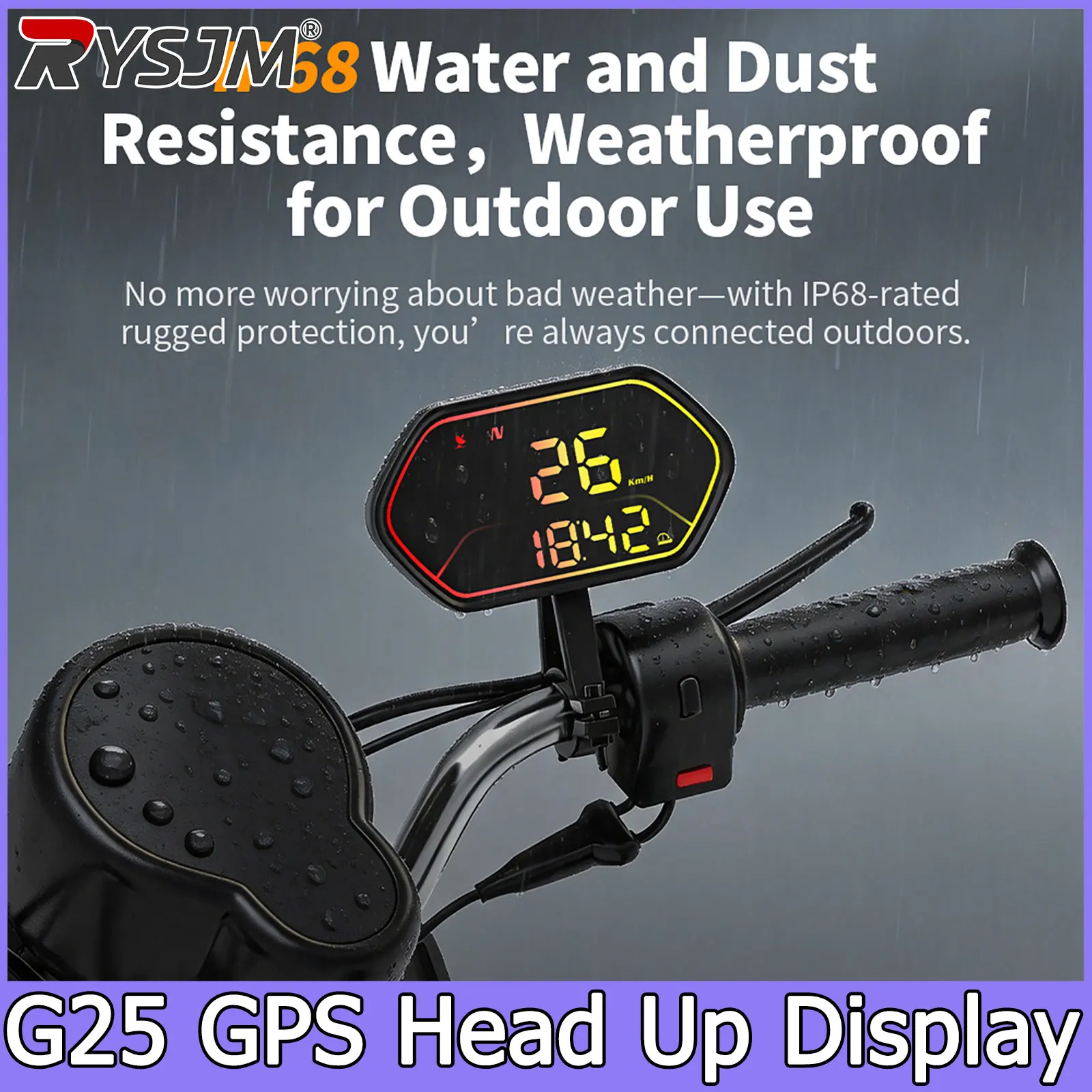 G25 Car Head Up Display GPS HUD Waterproof Motorcycle Speedometer Smart Meter Auto GPS Security Overspeed Alarm Speed Compass