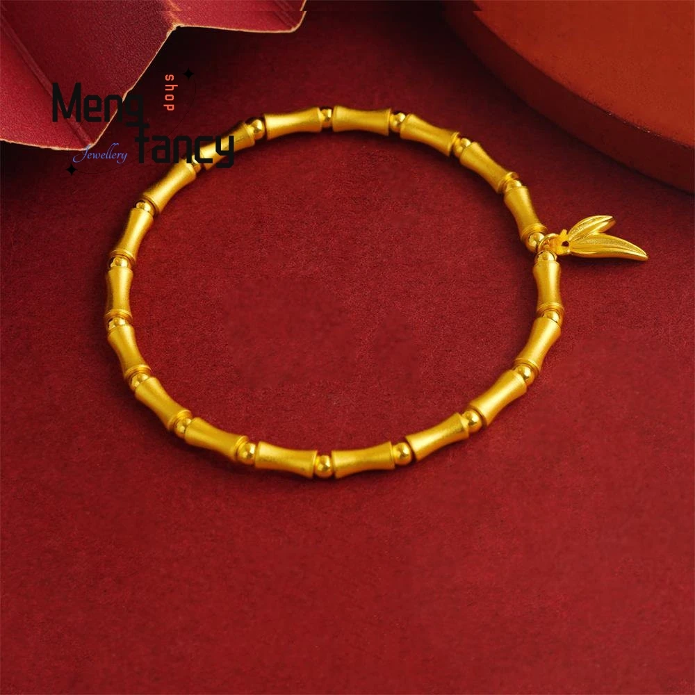 

Sand Gold Chinese Style Bamboo Bracelet Charms Fashion Natural Fine Jewelry Designer Bangle Luxury Women Couple Holiday Gifts