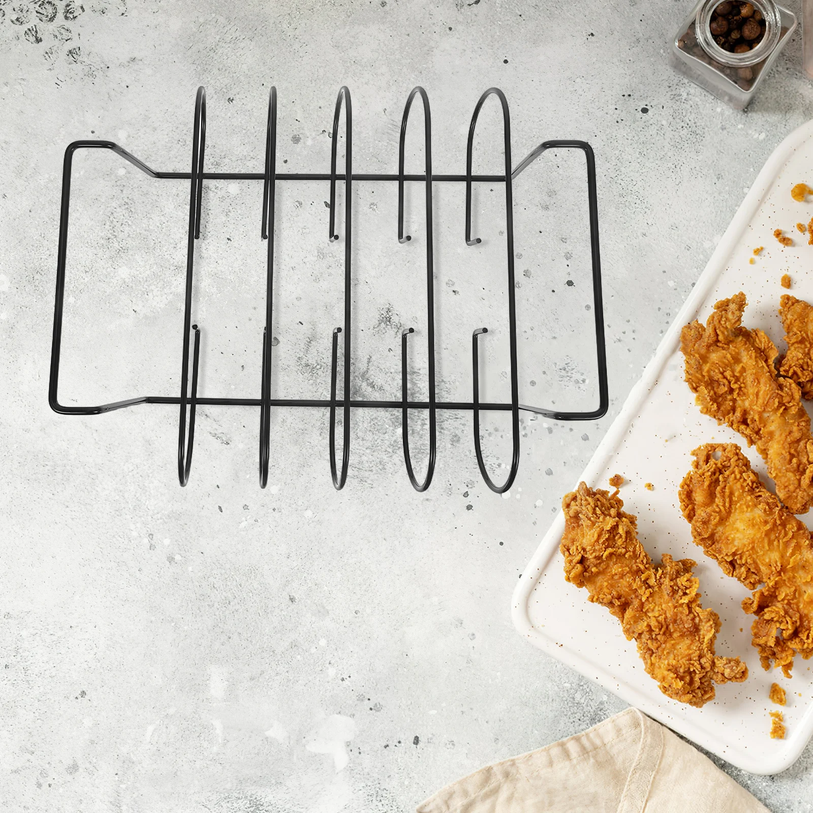 

BBQ Rack for Grilling Steaks Chicken Even Heating Non Stick Coating Air Fryer Accessories Metal Camping Outdoor Parties