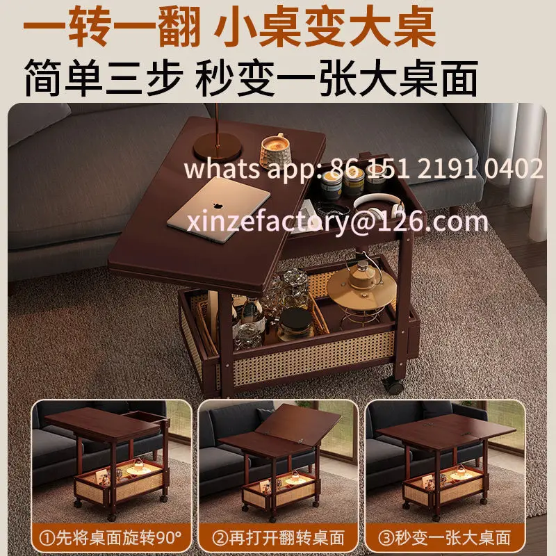Customizable mobile coffee table foldable table small apartment living room household dual-purpose