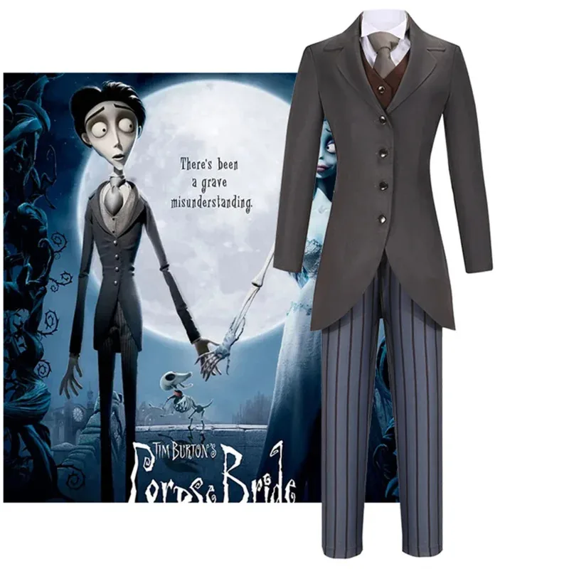 2026 Anime Tim Burton cadáver novia Victor Van Dort Cosplay disfraz uniforme trajes chaqueta pantalones traje Halloween carnaval traje para