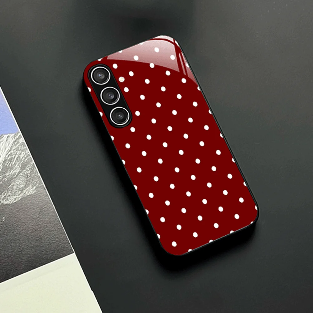 Advanced Red White Spot Phone case s26 ultra case fashion Glass phone case for Samsung Galaxy s26/s25/s24/s23/s22 Ultra FE Plus