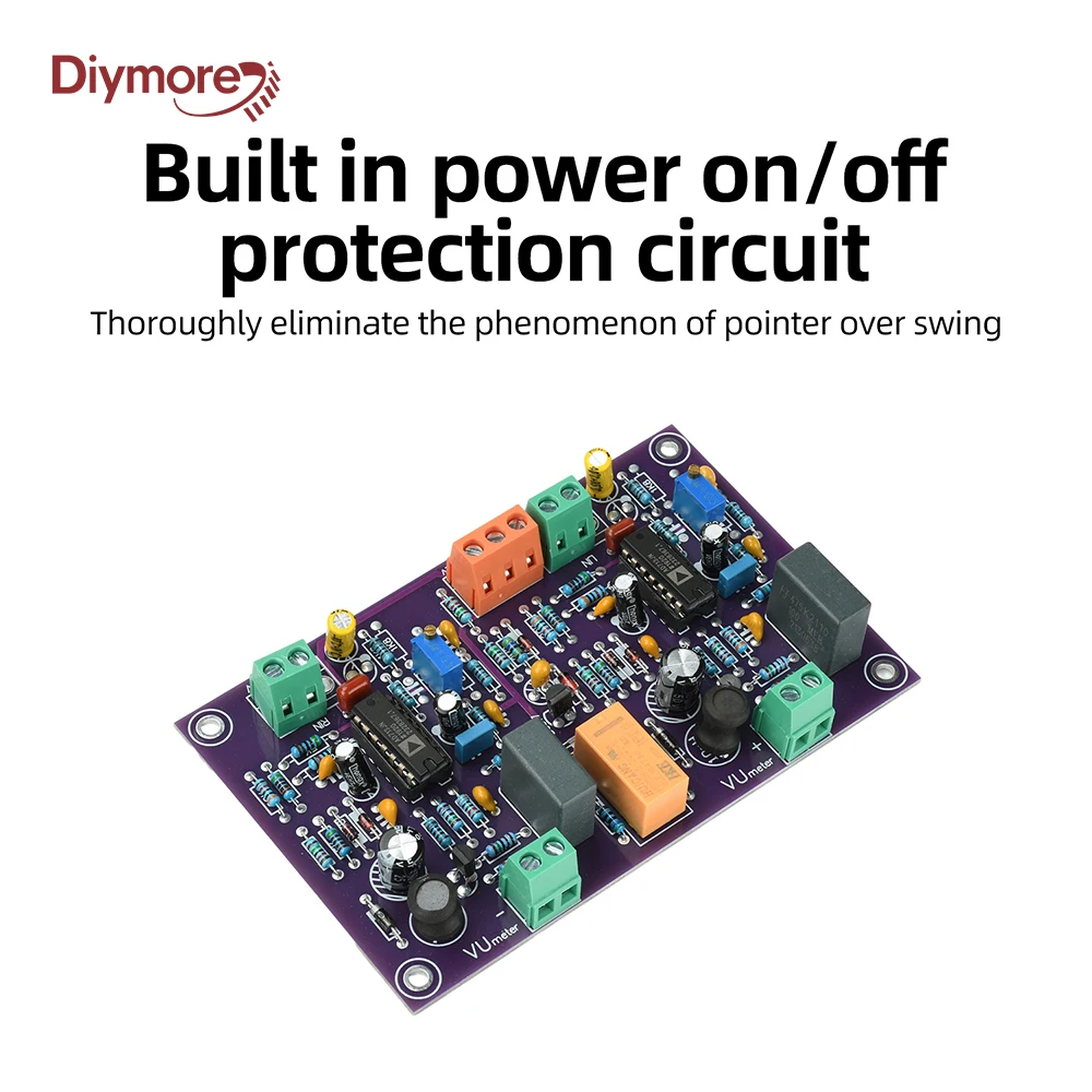 DC 12V-15V Driver Board Dual Channel Unbalanced Input 60dB Dynamic Range VU Meter Driver Module Rectification Audio Level Module