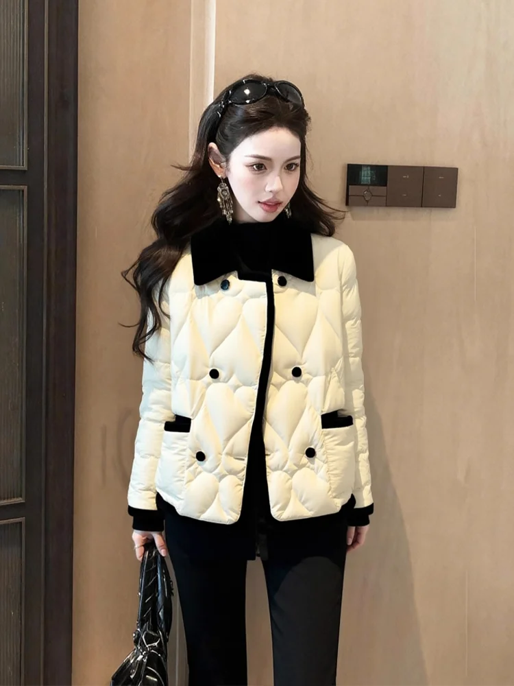 

Утепленная хлопковая куртка для женщин: модная, элегантная, очень привлекательная, с отложным воротником, осенне-зимняя верхняя одежда