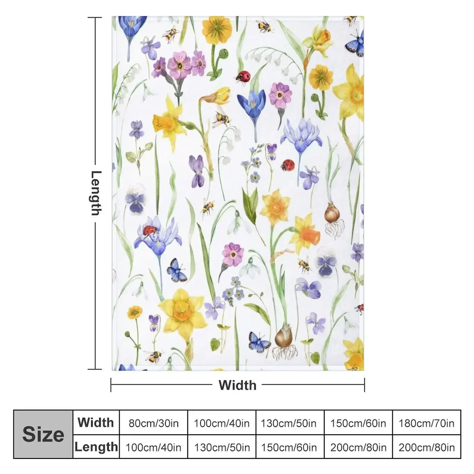 AllSpring Flowers Meadow Pattern Throw Blanket Sleeping Bag Beautifuls Blankets