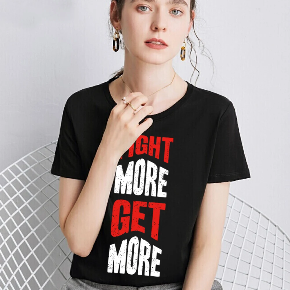 Women's Slim T-shirt Street Fashion Round Neck Comfortable Soft Word Phrase Printed Pattern Series Ladies Short Sleeve Shirt