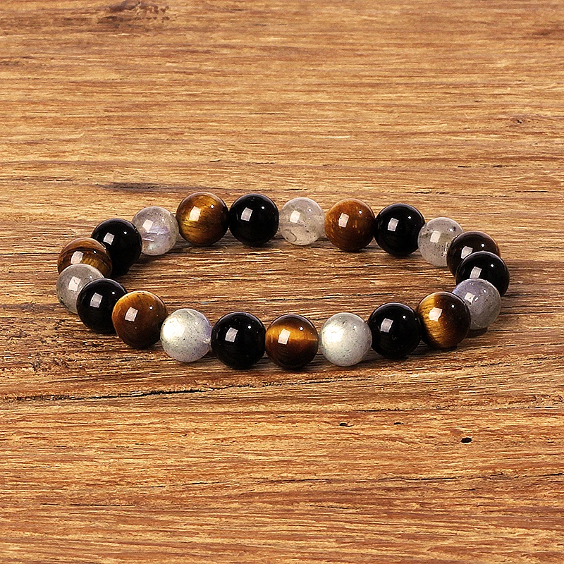 Tiger Eye Obsidian Moonstone Beads Bracelets for Women Hematite Labradorite Opal Health Protection Bracelets Men Balance Jewelry