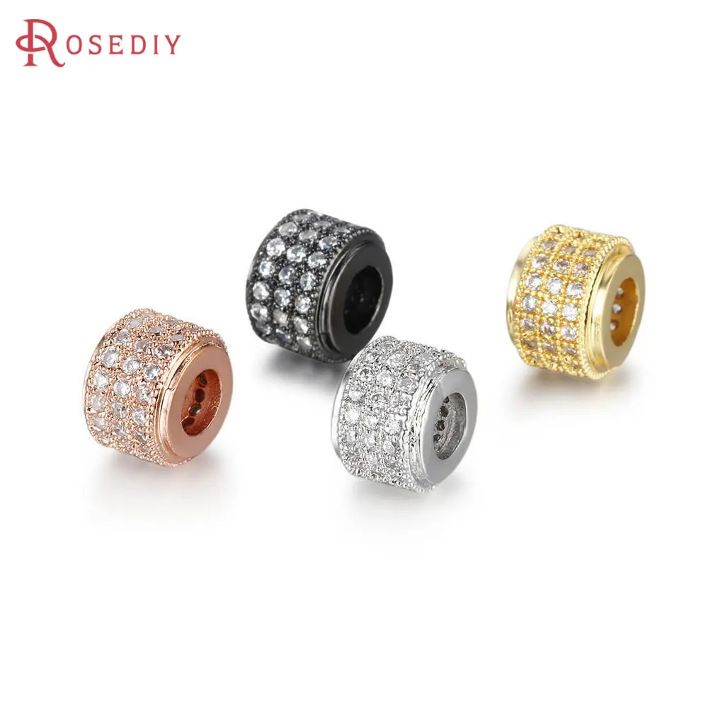 

6PCS 6.5x8.5MM Brass and Zircon Cylinder Spacer Beads Bracelets Beads Diy Jewelry Making Supplies Diy Findings Accessories