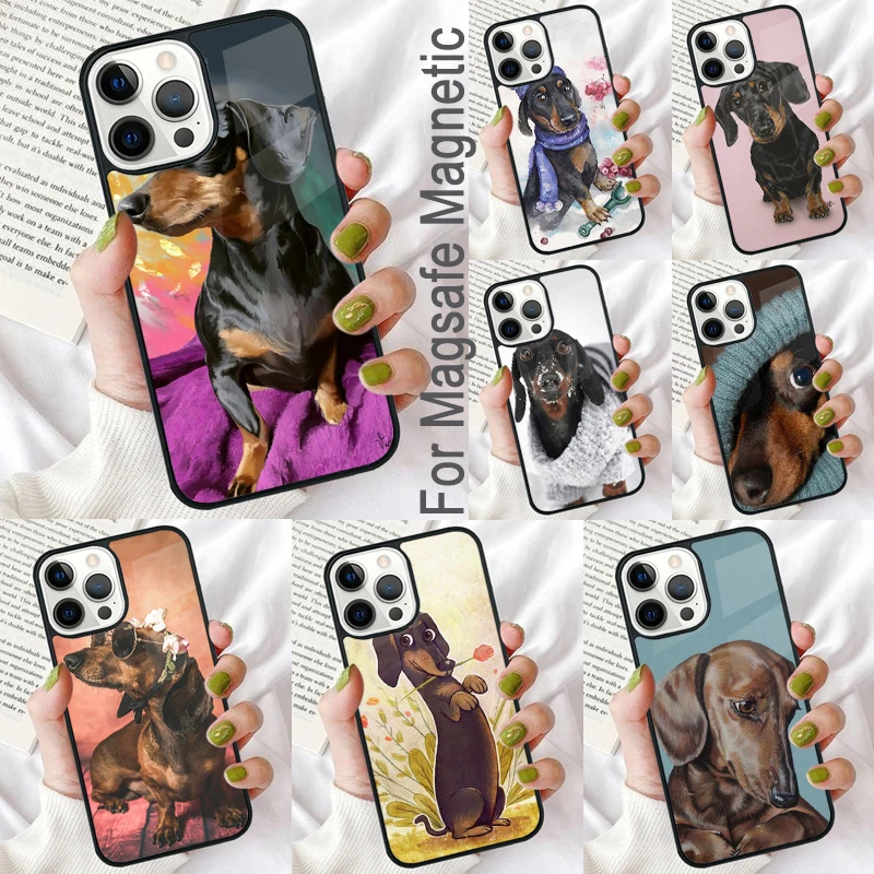 Teckel Dackel Dachshund Dog Magnetic Soft Phone Case for iPhone 16 Promax 15 Pro 13 14 Plus 11 12 Mini MagSafe Coque