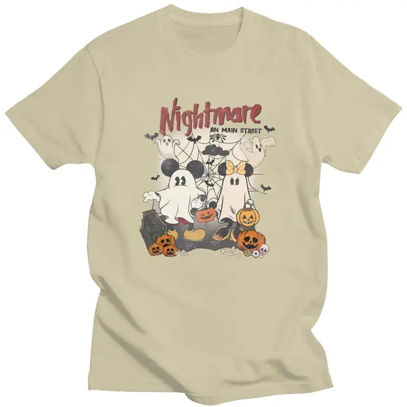 

Retro Halloween Nightmare Spooky T Shirts Short-Sleeve Cotton Tshirts Streetwear T-shirt Casual Tees Slim Fit Clothing