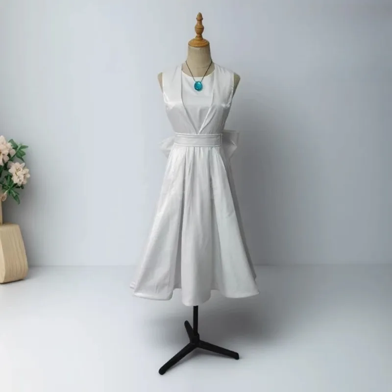 Identidade v menina cosplay traje elegante vestido branco com colar peruca terno para mulheres meninas anime festa rolepaly outfit