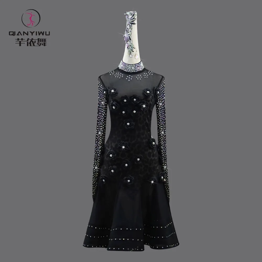 

Black Stage Costume Latin Dance Dress 2024 Women Party Prom Outfit Competition Suit Evening Dancewear Skirt Girls Samba Clothing