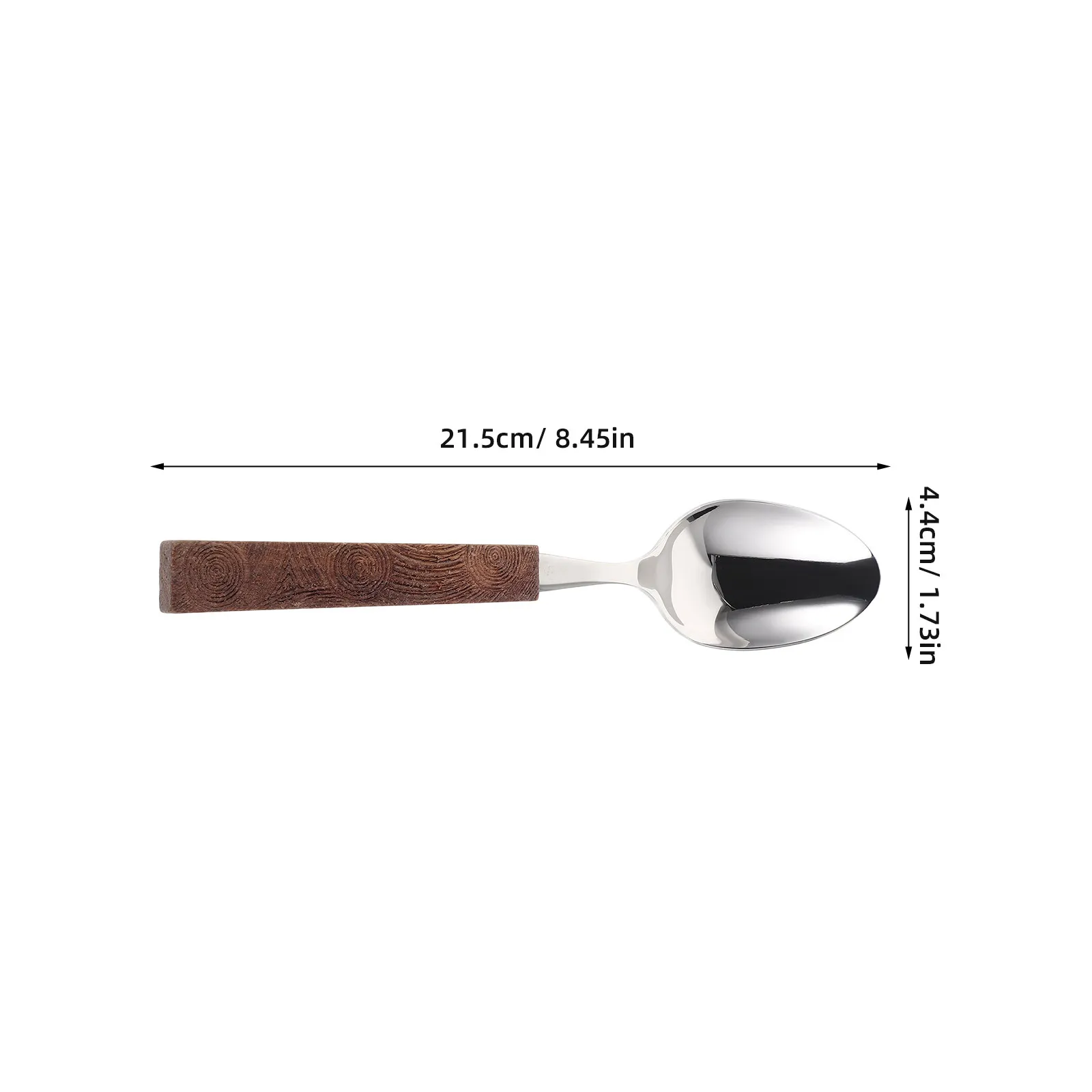 Stainless Steel Serving Spoon Wood Handle Carved Design Comfortable Grip Dinner Utensil Multi-Purpose Kitchen Supplies Home