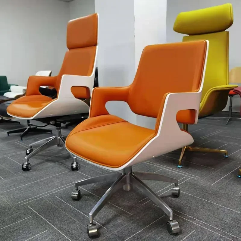 

Modern High Office Chair Comfort Leather Design Back Support Swivel Lumbar Wheels Handle Chairs Ergonomic Mobili Boss Furniture