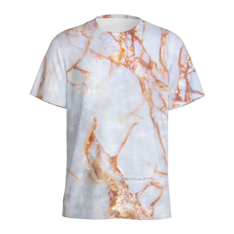 Unique Design Marble Graphic T-shirt Men Fashion 3D Printed T Shirt Summer Casual Short Sleeves Street Round Neck Tee Shirt