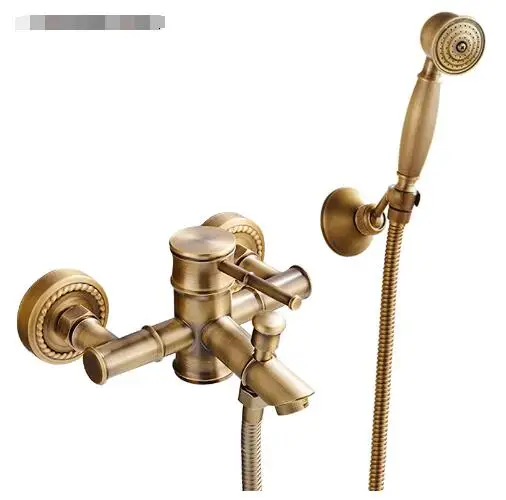 Vidric Banheira Torneiras de Bambu Torneira do Chuveiro Misturadora Bronze Antigo Conjunto Torneira do Chuveiro Banheira Torneira Bat
