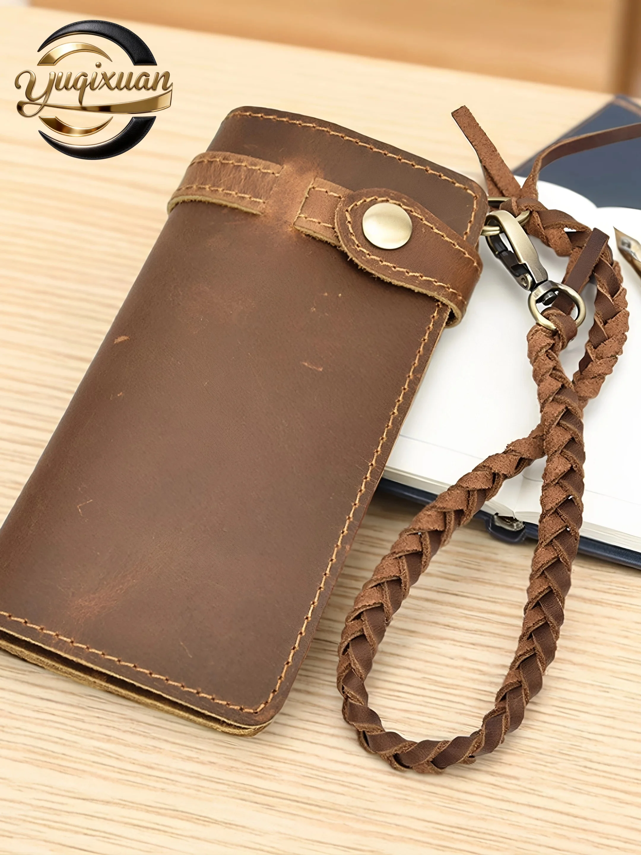 yuqixuan-long-wallet-top-layer-cowhide-business-multi-card-slot-wallet-coin-wallet-men's-leather-handbag-pure-color-fashion