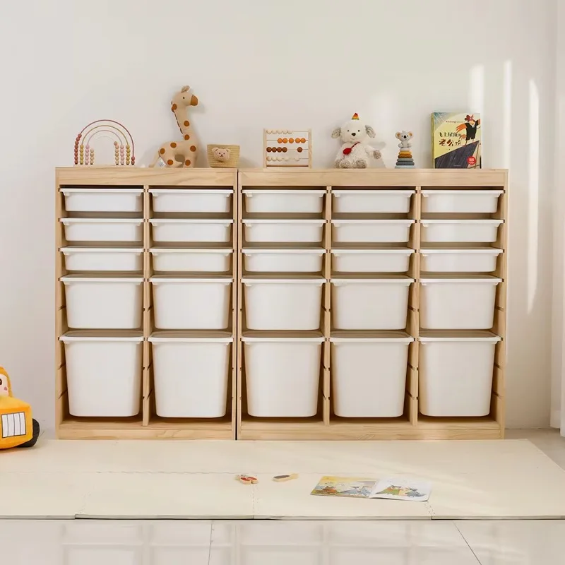 Children's room furniture Wooden toy Bookshelf Locker Children's plastic storage box