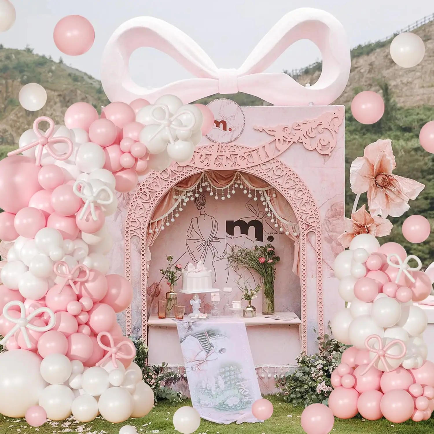 143pcs Pink White Balloon Garland Arch Kit Decor Women Girls Engagement Wedding Birthday Party Baby Shower Decoration