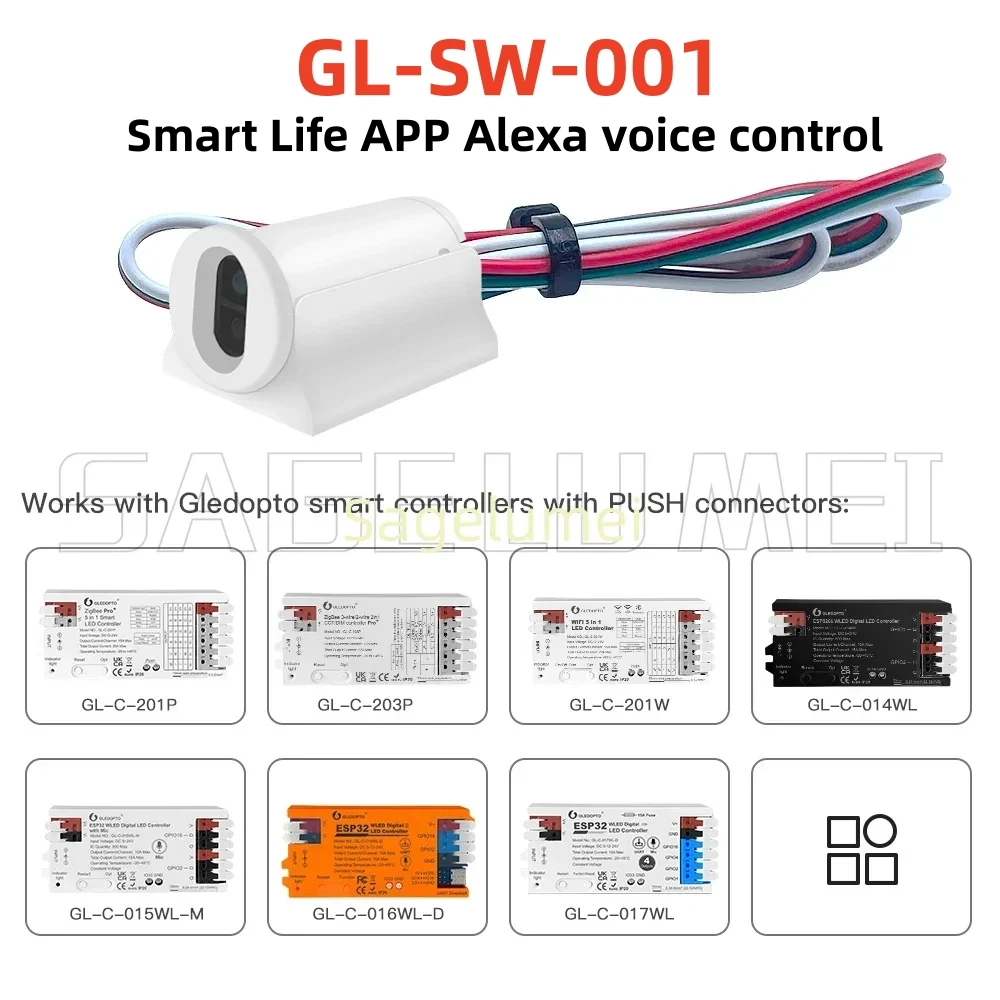 

WLED ZigBee Tuya WIFI WLED Tuya WIFI Smart Life APP Alexa voice control with infrared sensor switch+switch dynamic light WS2811
