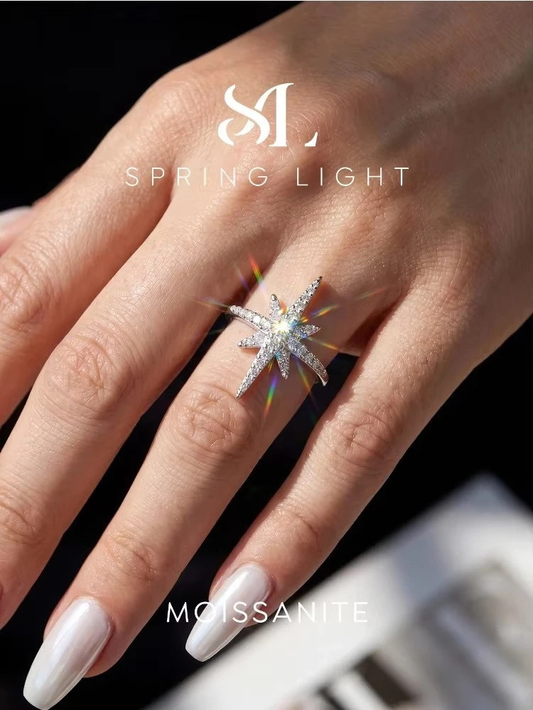 Modische Brillante Echte Zertifizierte Moissanit-Diamant-Eheringe für Frauen Täglicher Party-Look Trendiger Schmuck – Detail 3