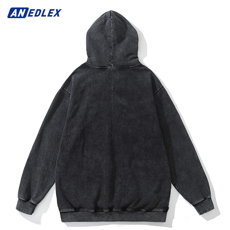 Hip Hop Men Washed Oversized Hoodie Sweatshirt Tearful Portrait Graphic Vintage Hoodie Harajuku Cotton Autumn Hooded Pullover