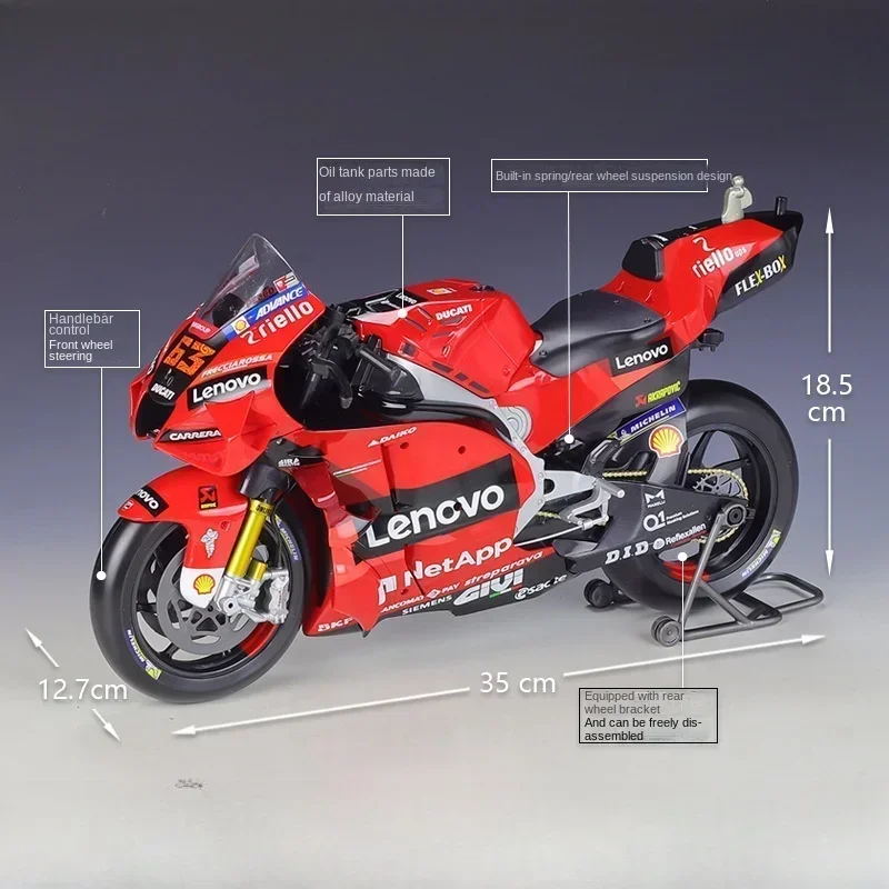 Maisto-coche de carreras Ducati Lenovo Team, simulación de coche de aleación, modelo #63, francés, Bagnaia, Moto GP, 1/6, 2022