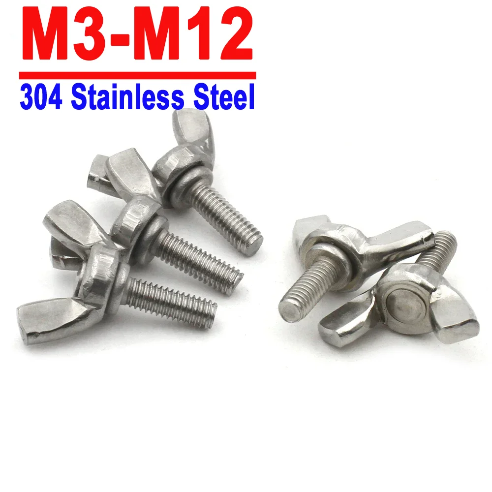 

1 /2 /5pcs M3 M4 M5 M6 M8 M10 M12 A2-70 304 Stainless Steel Hand Tighten Screws Butterfly Bolt Wing Thumb Screw Claw