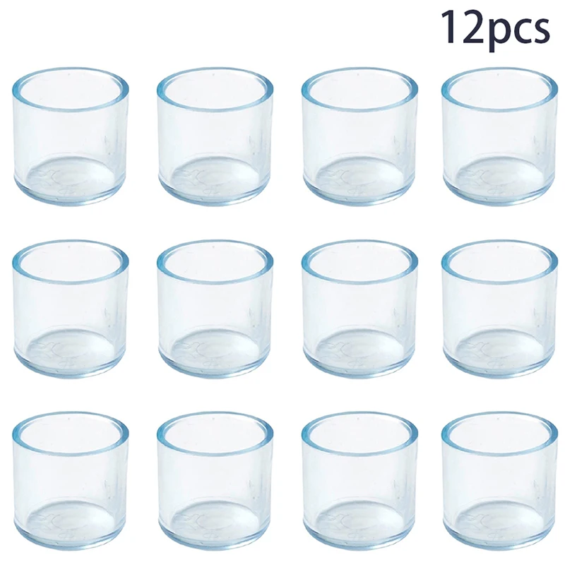 12/20PCS Silicone Chair Leg Caps Transparent Square Table Feet Cover Floor Protector Pads Furniture Pipe Hole Plugs Home Decor