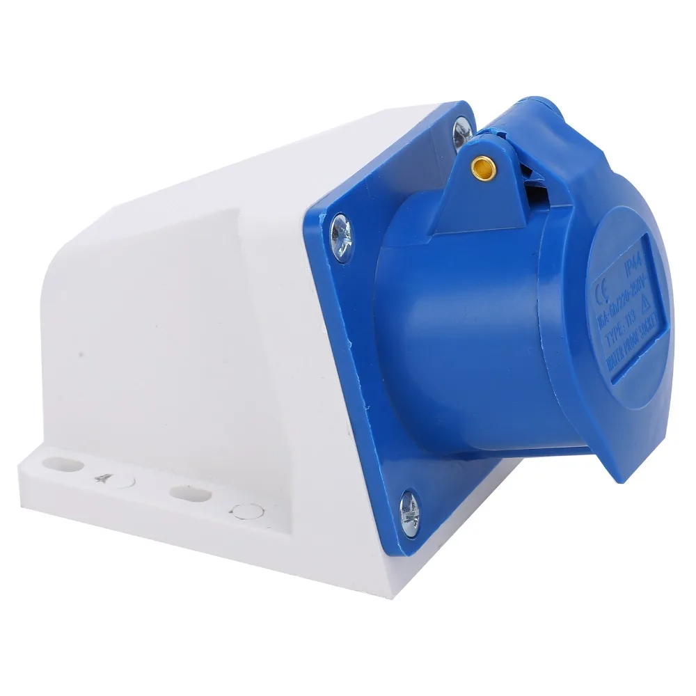 

Сверхмощная 3-контактная промышленная розетка 16А 220-250 В, пластиковая однофазная розетка IP44, 2P + E, промышленная вилка, установка на открытом воздухе