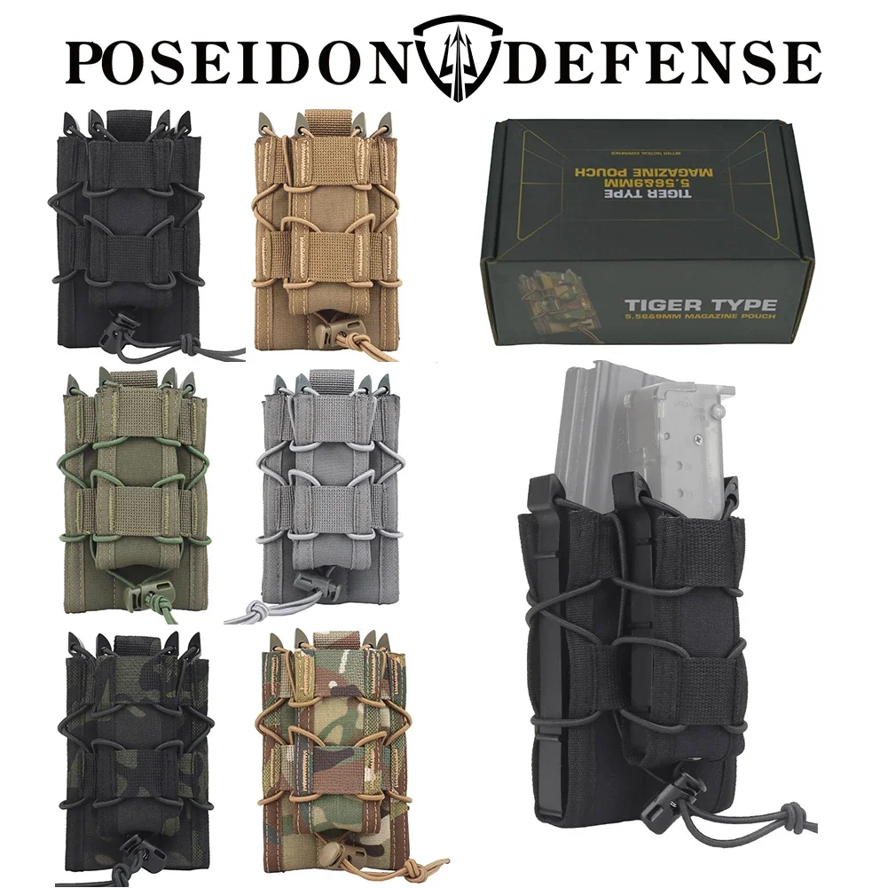 2pcs/Set Accessore Gear Tiger Type 9mm + 5.56 Magazine Pouch Set Mag Carrier Molle Belt Ammo Holster for pistol AR M4